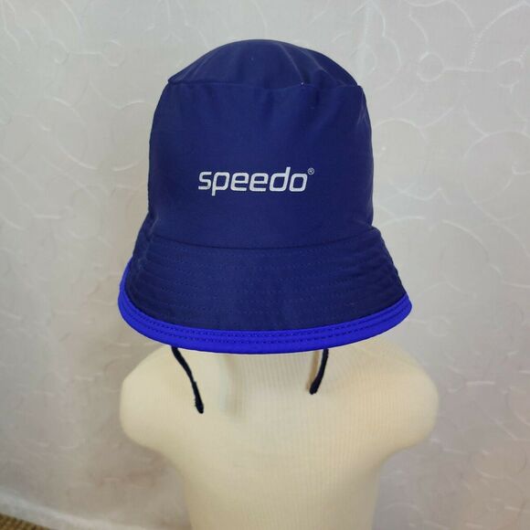 Speedo Mens Bucket Hat One Size Dark Blue UV Reversible Strap Accents Activewear - Picture 1 of 1